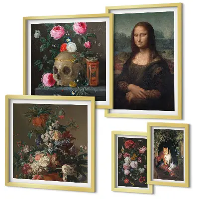 Framed photo set Vintage floral portraits