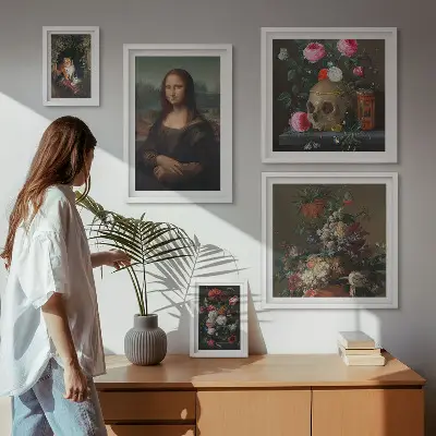 Framed photo set Vintage floral portraits
