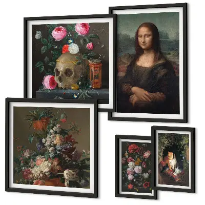Framed photo set Vintage floral portraits