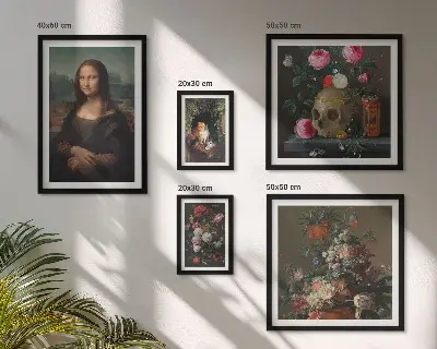 Framed photo set Vintage floral portraits