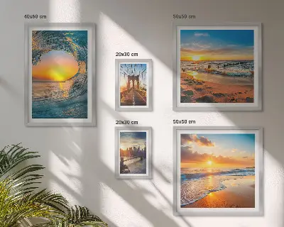 Set of 5 wall art pieces Sea sunsets city bridges