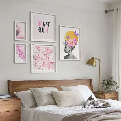 Gallery wall Floral motifs with a woman