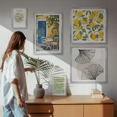 Set of 5 wall art pieces Stylish plant motifs