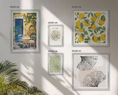 Set of 5 wall art pieces with stylish plant motifs