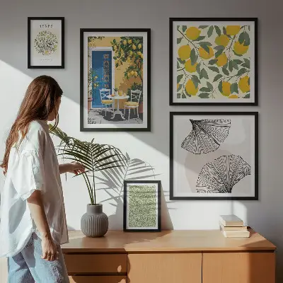 Set of 5 wall art pieces Stylish plant motifs
