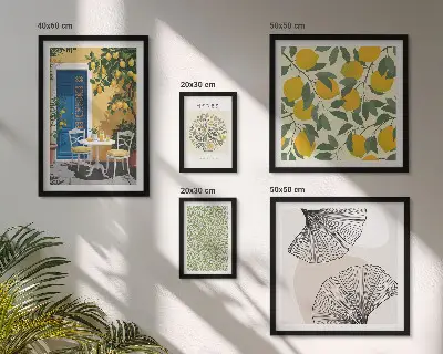 Set of 5 wall art pieces with stylish plant motifs