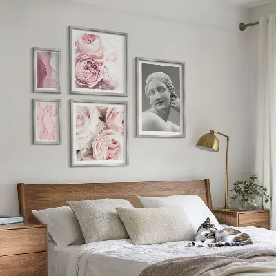 Framed photo set Classical floral sculptures