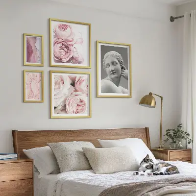 Framed photo set Classical floral sculptures