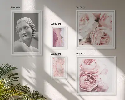 Classical floral sculptures framed photo set