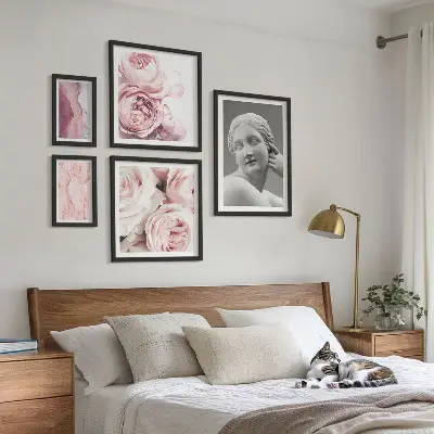 Framed photo set Classical floral sculptures