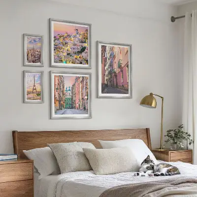 Set of 5 wall art pieces Charming cities in Europe