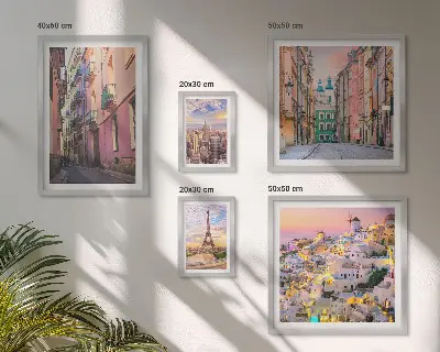 Set of 5 wall art pieces Charming cities in Europe