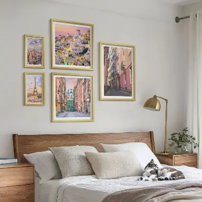 Set of 5 wall art pieces Charming cities in Europe