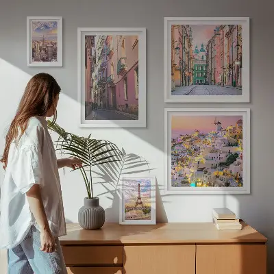Set of 5 wall art pieces Charming cities in Europe