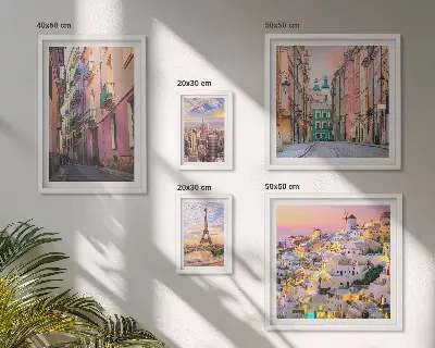 Set of 5 wall art pieces Charming cities in Europe