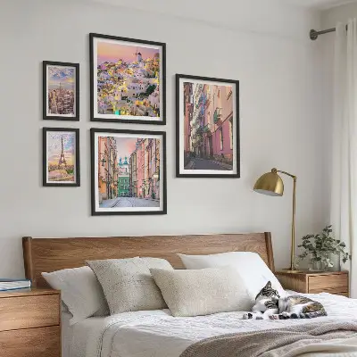Set of 5 wall art pieces Charming cities in Europe