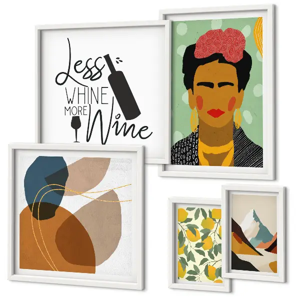 Set of 5 wall art pieces Boho style portraits abstracts