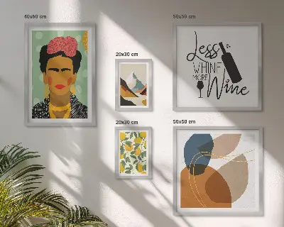 Set of 5 wall art pieces Boho style portraits abstracts