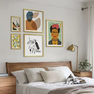 Set of 5 wall art pieces Boho style portraits abstracts