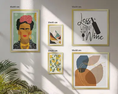 Boho style portrait and abstract wall art set of 5 pieces