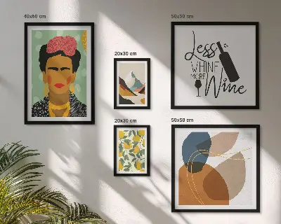 Boho style portrait and abstract wall art set of 5 pieces
