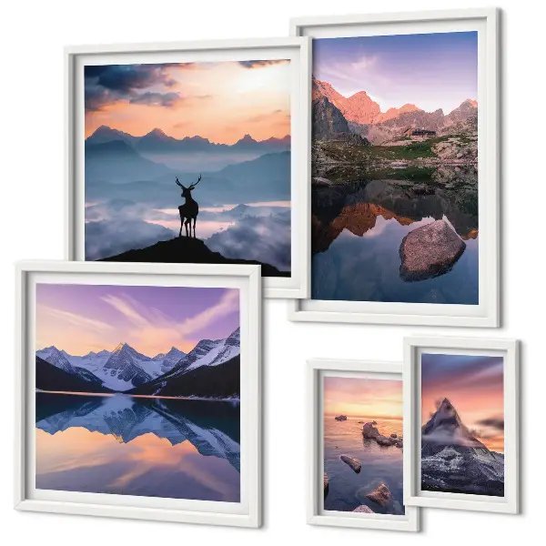 Gallery wall Mountain sunset reflections