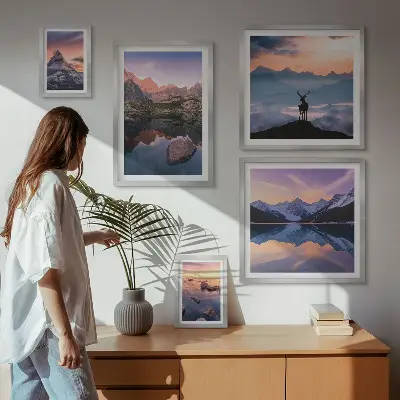 Gallery wall Mountain sunset reflections