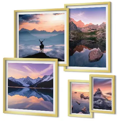 Gallery wall Mountain sunset reflections