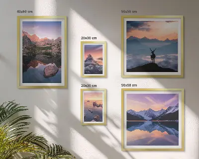 Gallery wall Mountain sunset reflections