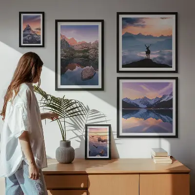 Gallery wall Mountain sunset reflections