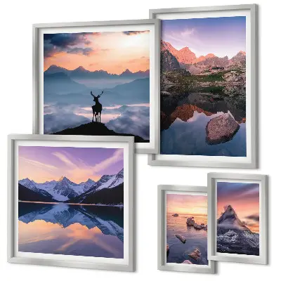 Gallery wall Mountain sunset reflections