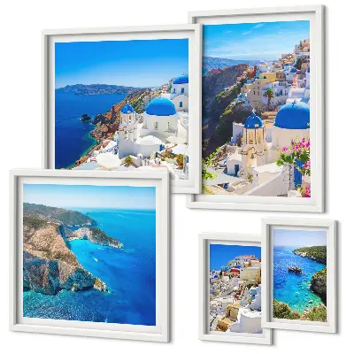 Greek islands blue domes wall art set of 5 pieces