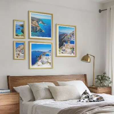 Greek islands blue domes wall art set of 5 pieces