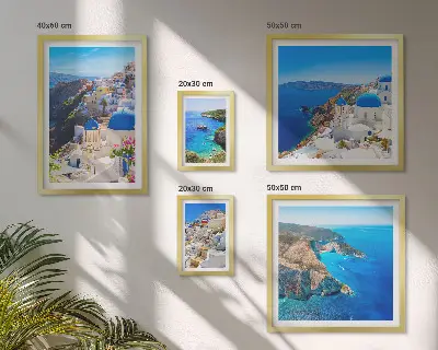 Set of 5 wall art pieces Greek islands blue domes