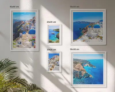 Set of 5 wall art pieces Greek islands blue domes