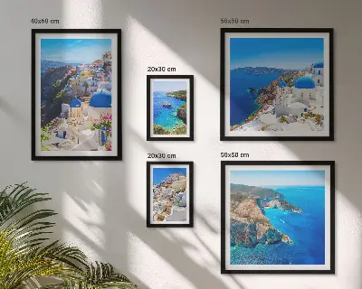 Greek islands blue domes wall art set of 5 pieces