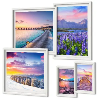 Framed photo set Landscapes nature mountains views