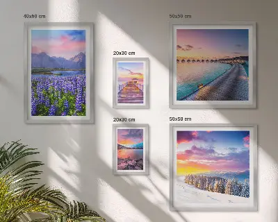 Framed photo set featuring scenic mountain nature landscapes
