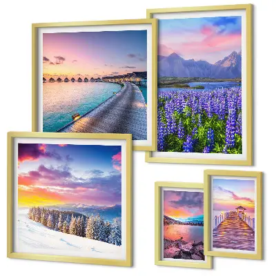 Framed photo set Landscapes nature mountains views