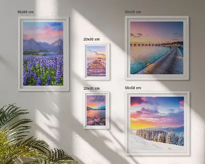 Framed photo set featuring scenic mountain nature landscapes