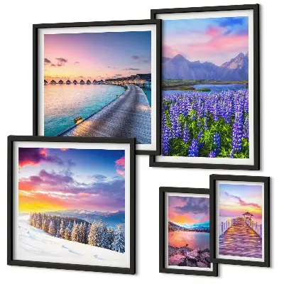 Framed photo set Landscapes nature mountains views