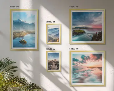 Set of 5 wall art pieces Mountain landscapes waterfalls