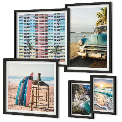 Framed photo set Stylish beach landscapes
