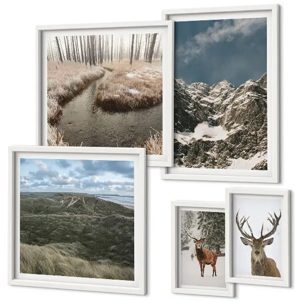Framed photo set Wild nature majestic mountains