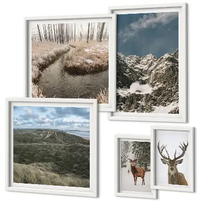 Framed photo set Wild nature majestic mountains