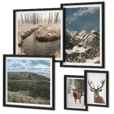 Framed photo set Wild nature majestic mountains