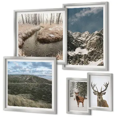 Framed photo set Wild nature majestic mountains