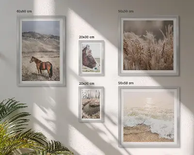 Set of 5 wall art pieces Landscapes with horses and water