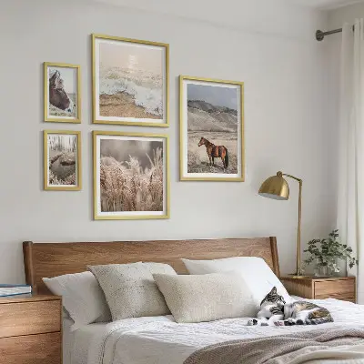 Set of 5 wall art pieces Landscapes with horses and water
