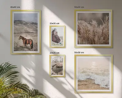 Set of 5 wall art pieces Landscapes with horses and water